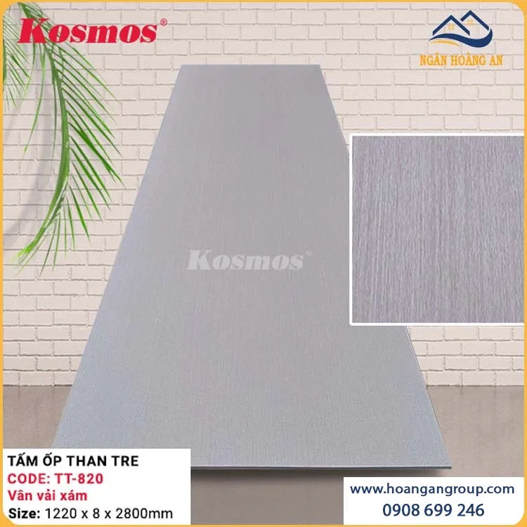 Tấm Ốp Đa Năng Than Tre Kosmos TT-820 Vân Vải Xám Tấm Ốp Đa Năng Than Tre Kosmos TT-820 Vân Vải Xám