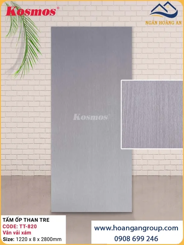 Tấm Ốp Đa Năng Than Tre Kosmos TT-820 Vân Vải Xám