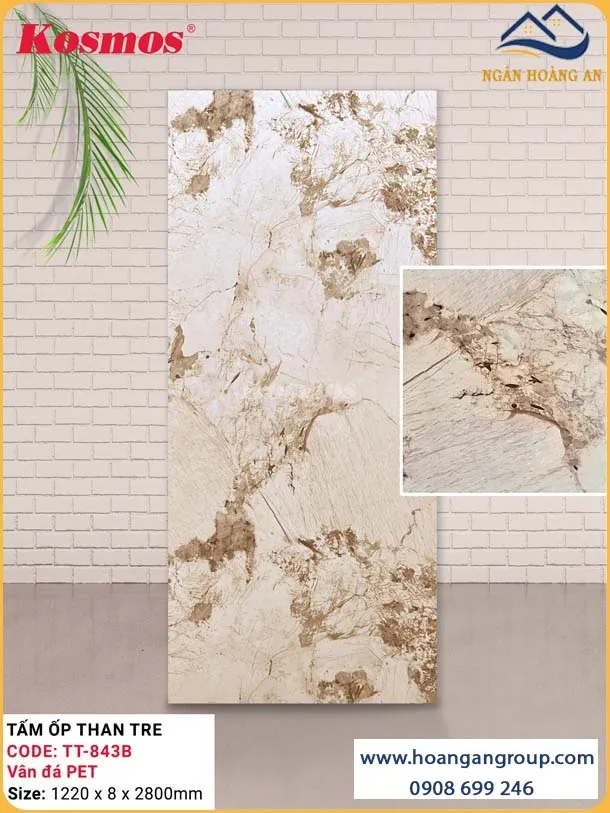 Tấm Ốp Tường Than Tre Kosmos TT-843B Vân Đá PET