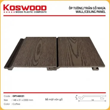 Tấm Ốp Gỗ Nhựa Ngoài Trời Kosmos OP148x2.2M Vân Gỗ Coffee