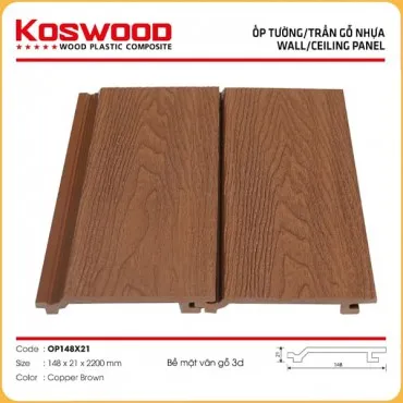 Tấm Ốp Gỗ Nhựa Ngoài Trời Kosmos 3DOP148x2.2M Vân 3D Copper Brown