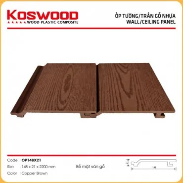 Tấm Ốp Gỗ Nhựa Ngoài Trời Kosmos OP148x2.2M Vân Gỗ Copper Brown