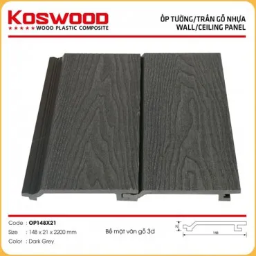 Tấm Ốp Gỗ Nhựa Ngoài Trời Kosmos 3DOP148x2.2M Vân 3D Dark Grey 