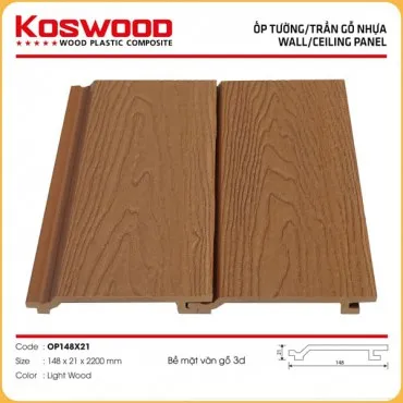 Tấm Ốp Gỗ Nhựa Ngoài Trời Kosmos 3DOP148x2.2M Vân 3D Light Wood