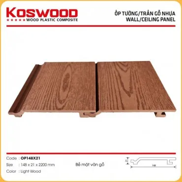 Tấm Ốp Gỗ Nhựa Ngoài Trời Kosmos OP148x2.2M Vân Gỗ Light Wood
