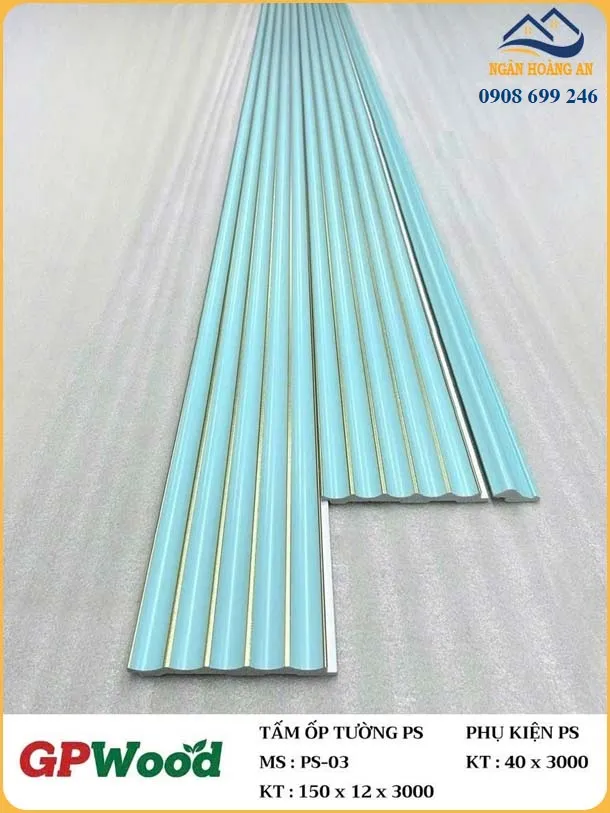 Tấm Ốp Lam Sóng Bán Nguyệt GPWood PS-03 Màu Xanh Dương Tấm Ốp Lam Sóng Bán Nguyệt GPWood PS-03 Màu Xanh Dương