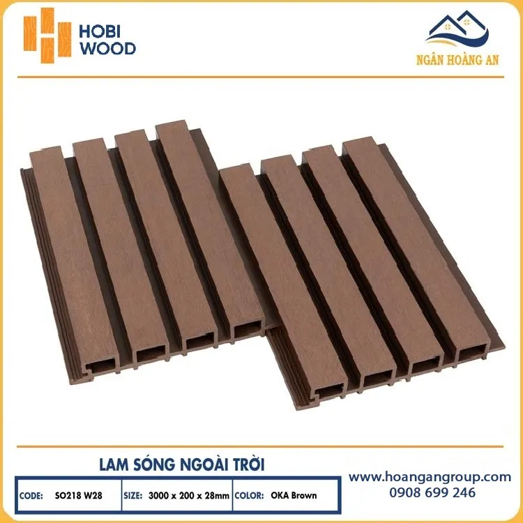Tấm Ốp Lam Sóng Ngoài Trời Hobiwood Oka Brown SO218W28