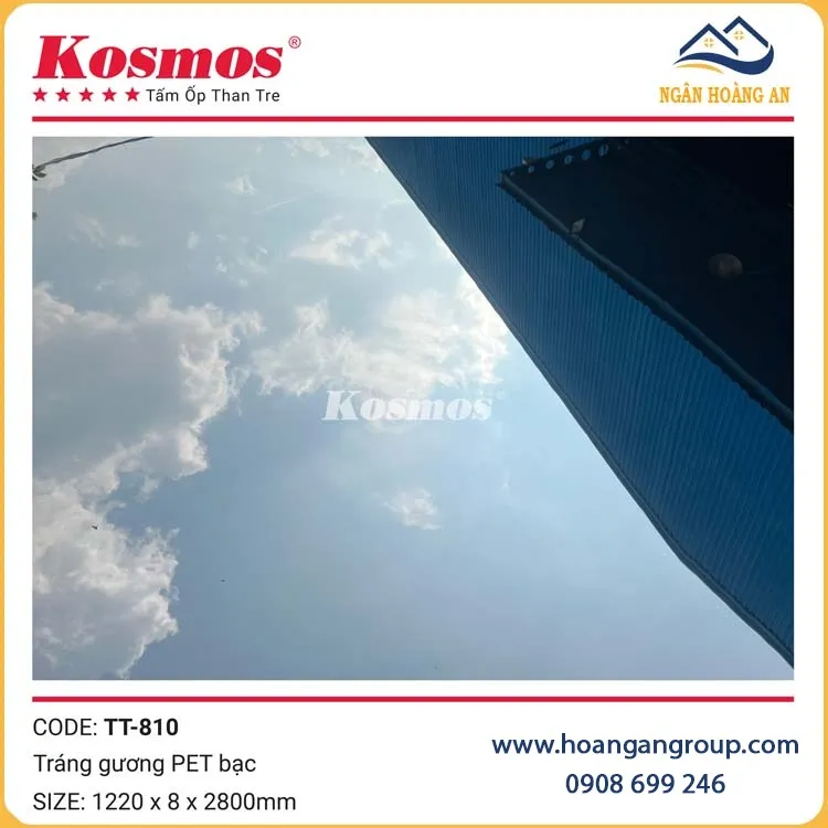 Tấm Ốp Than Tre Kosmos TT-810 Tráng Gương PET Bạc