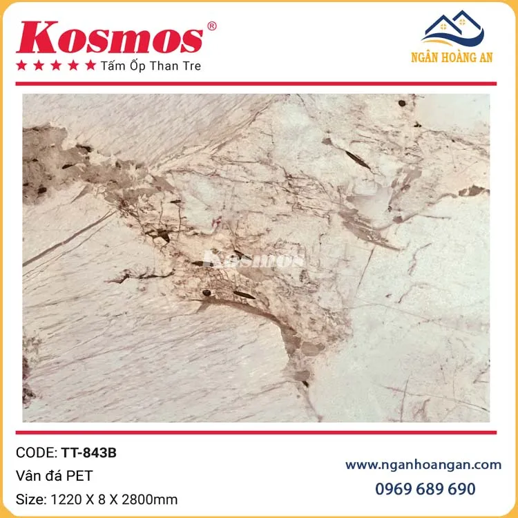 Tấm Ốp Tường Than Tre Kosmos TT-843B Vân Đá PET