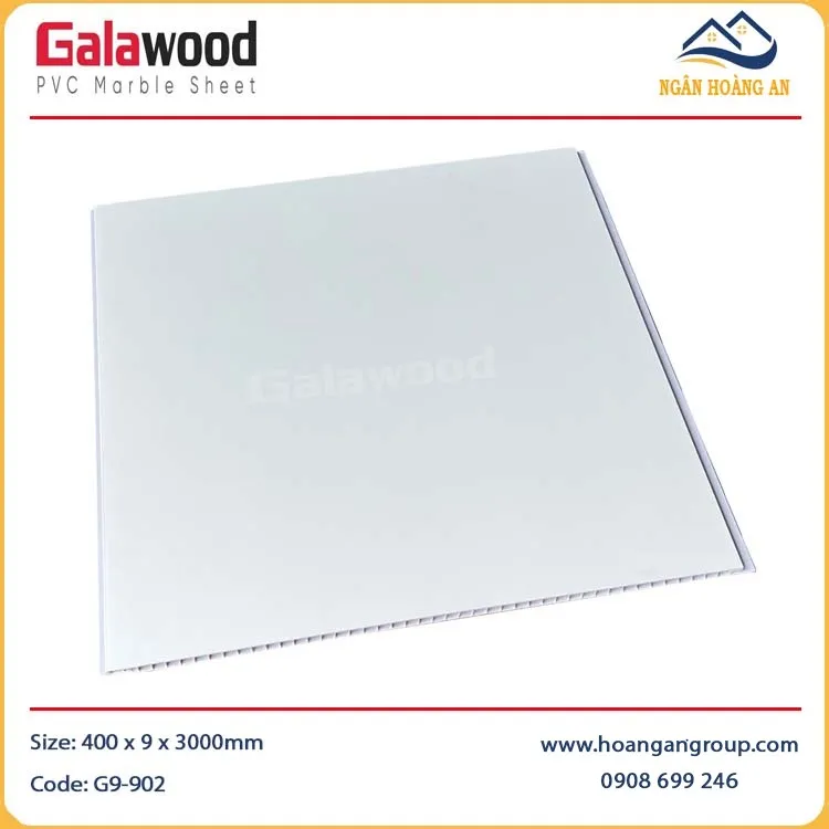Tấm Nhựa Ốp Tường Nano Màu Trắng Trơn Galawood G9-902