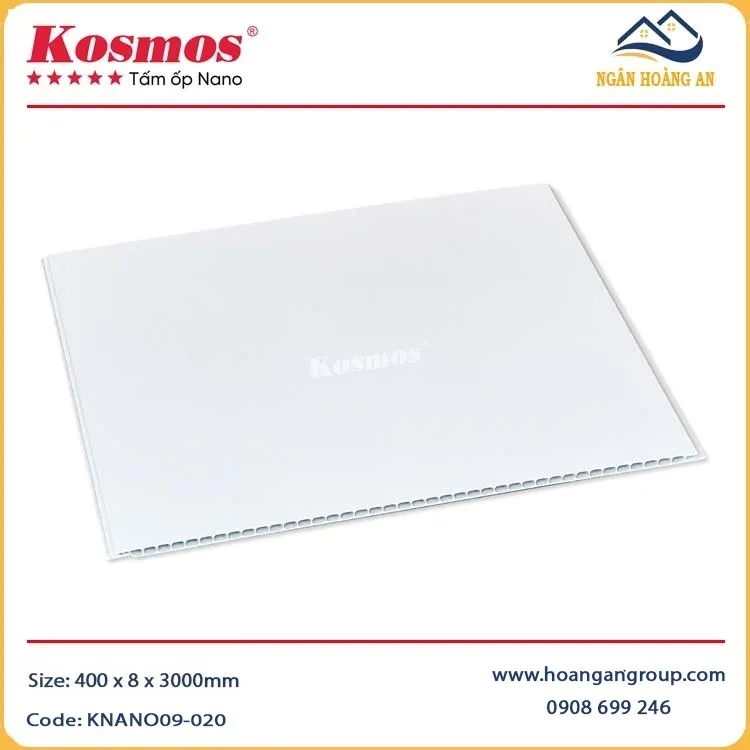Tấm Nhựa Ốp Tường Nano Màu Trắng Trơn Kosmos KNANO09-020 Tấm Nhựa Ốp Tường Nano Màu Trắng Trơn Kosmos KNANO09-020