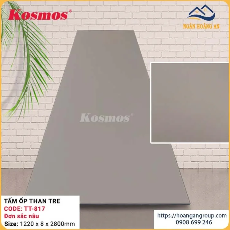 Tấm Ốp Đa Năng Sợi Than Tre Đơn Sắc Nâu Kosmos TT-817