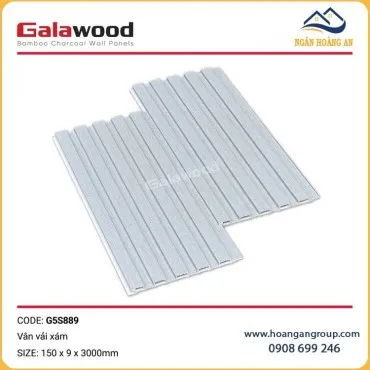 Tấm Ốp Tường Lam Sóng Sợi Than Tre Vân Vải Xám Galawood G5S889