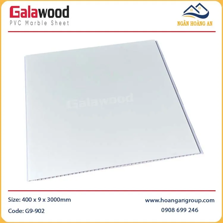 Tấm Nhựa Ốp Tường Nano Màu Trắng Trơn Galawood G9-902