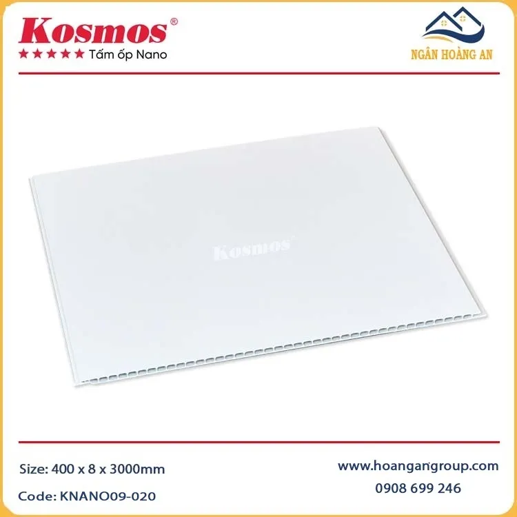 Tấm Nhựa Ốp Tường Nano Màu Trắng Trơn Kosmos KNANO09-020