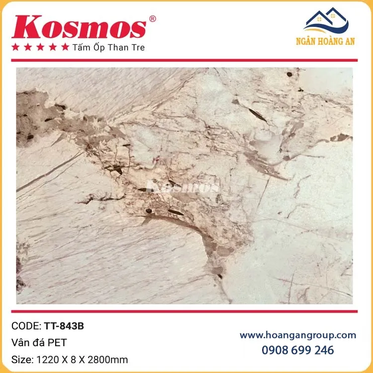 Tấm Ốp Tường Than Tre Kosmos TT-843B Vân Đá PET