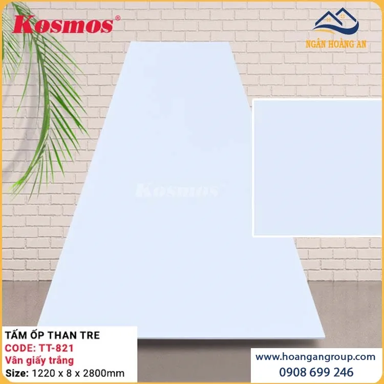 Tấm Ốp Tường Sợi Than Tre Kosmos Vân Vải Trắng TT-821