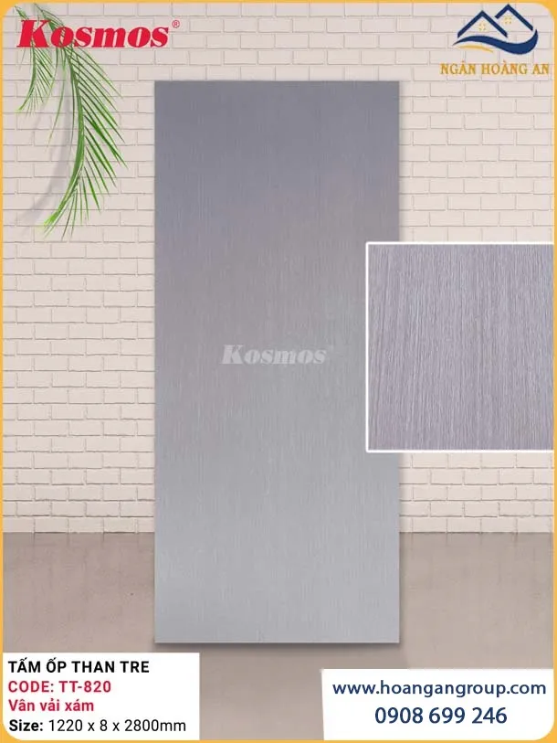 Tấm Ốp Đa Năng Than Tre Kosmos TT-820 Vân Vải Xám