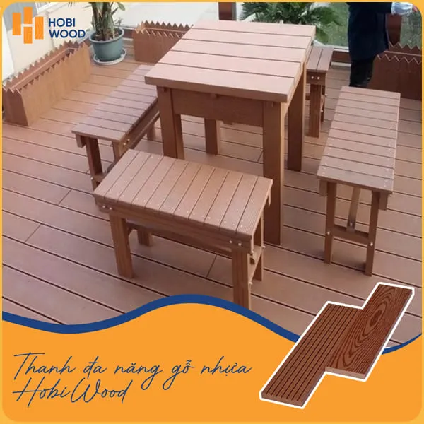 Bàn Ghế Bằng Thanh Lam Đa Năng Gỗ Nhựa Ngoài Trời Bàn Ghế Bằng Thanh Lam Đa Năng Gỗ Nhựa Ngoài Trời