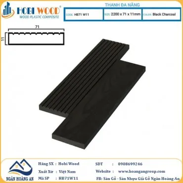 Thanh Đa Năng Gỗ Nhựa Ngoài Trời Hobi Wood HB71W11 Black Charcoal