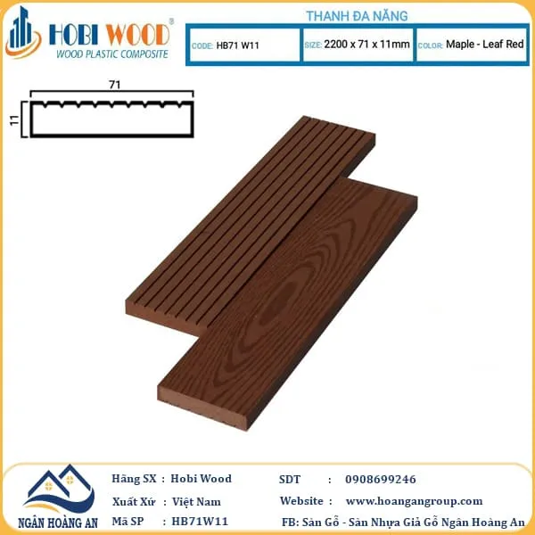Thanh Đa Năng Gỗ Nhựa Ngoài Trời Hobi Wood