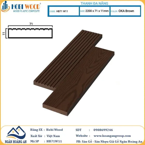 Thanh Đa Năng Gỗ Nhựa Ngoài Trời Hobi Wood