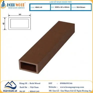 Thanh Lam Gỗ Nhựa Ngoài Trời Hobi Wood 40 x 60 Oka Brown