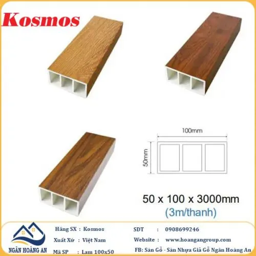 Thanh Lam Gỗ Nhựa Trang Trí Trong Nhà Kosmos 100x50