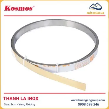 Thanh Nẹp La Inox 201 Trang Trí Màu Vàng Gương Kosmos 2cm
