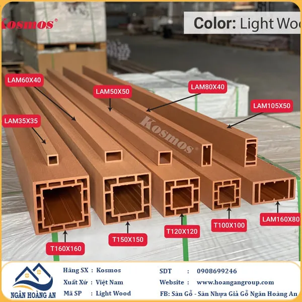 Thanh Lam Trụ Gỗ Nhựa Ngoài Trời Kosmos Màu Light Wood