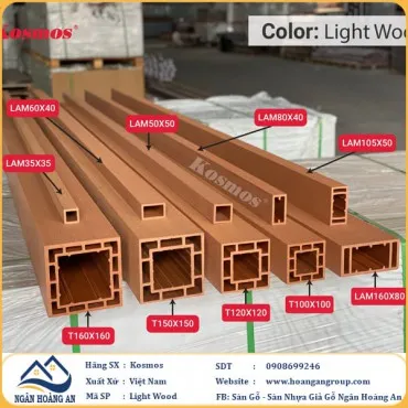 Thanh Lam Trụ Gỗ Nhựa Ngoài Trời Kosmos Màu Light Wood
