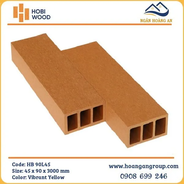 Thanh Lam Gỗ Nhựa Ngoài Trời Hobi Wood HB90L45 Yellow