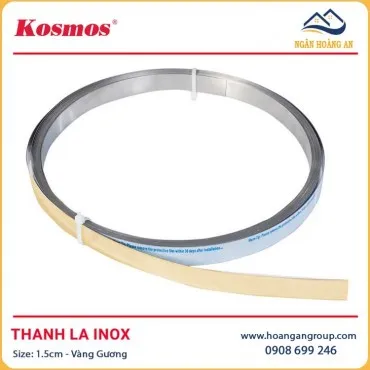 Nẹp La Inox 201 Trang Trí Màu Vàng Gương Kosmos 1.5cm