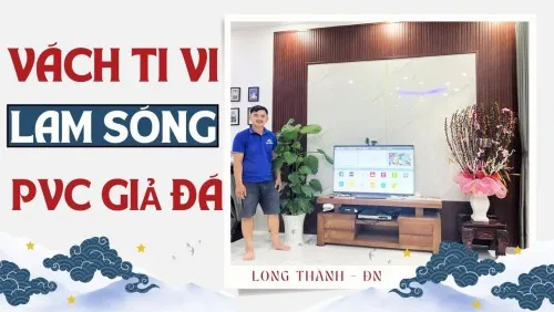 Ốp Vách Tivi Nhựa Lam Sóng Giả Gỗ Và PVC Giả Đá Kosmos Tại Long Thành Đồng Nai