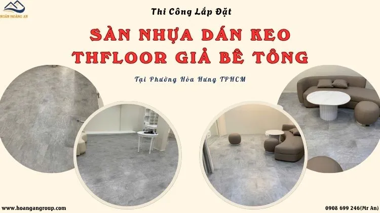 Thi Công Sàn Nhựa Dán Keo Giả Bê Tông THFLoor 