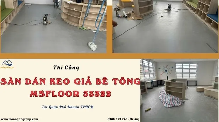 Thi Công Sàn Dán Keo Giả Bê Tông MSFloor 33322 