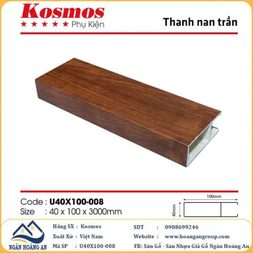 Trần Nan Nhựa Giả Gỗ Kosmos U40X100-008