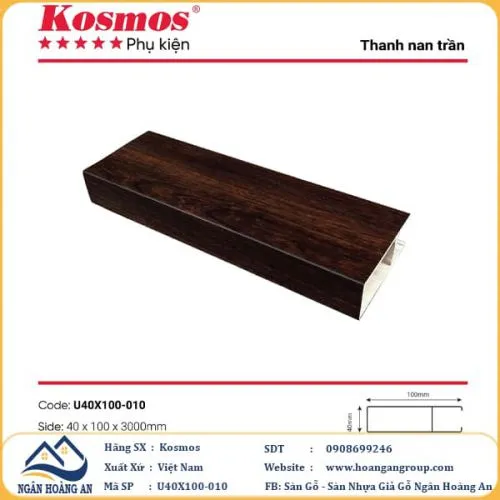 Trần Nan Nhựa Giả Gỗ Kosmos U40X100-010