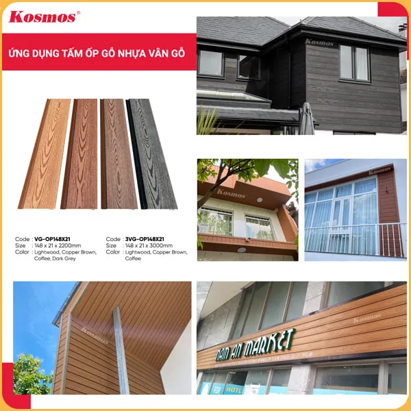 Ứng Dụng Tấm Ốp Gỗ Nhựa Ngoài Trời Kosmos