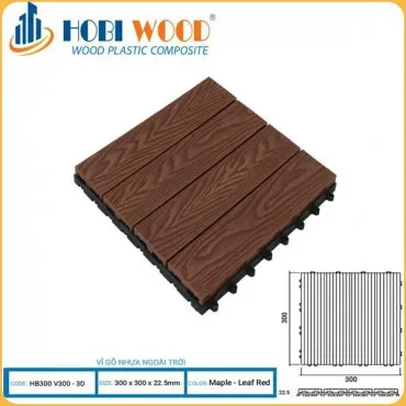 Vỉ Gỗ Nhựa Ngoài Trời Hobi Wood Vân 3D Maple-Leaf Red