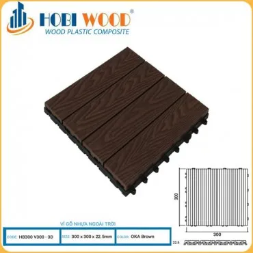 Vỉ Gỗ Nhựa Ngoài Trời Hobi Wood Vân 3D Oka Brown