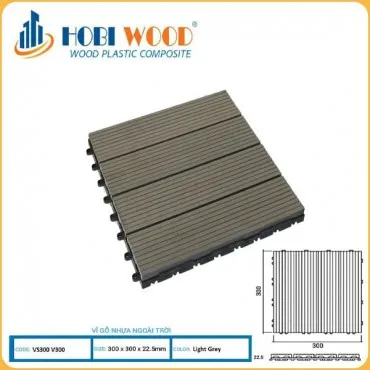 Vỉ Gỗ Nhựa Ngoài Trời Hobi Wood Vân Sọc Light Grey