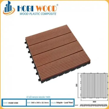 Vỉ Gỗ Nhựa Ngoài Trời Hobi Wood Vân Sọc Maple-Leaf Red