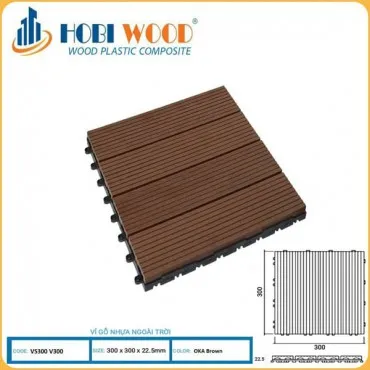 Vỉ Gỗ Nhựa Ngoài Trời Hobi Wood Vân Sọc Oka Brown