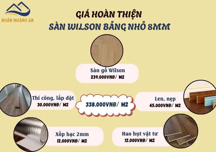 Giá Thi Công Sàn Gỗ Wilson 8mm Mỗi M2 Bao Gồm Phụ Kiện