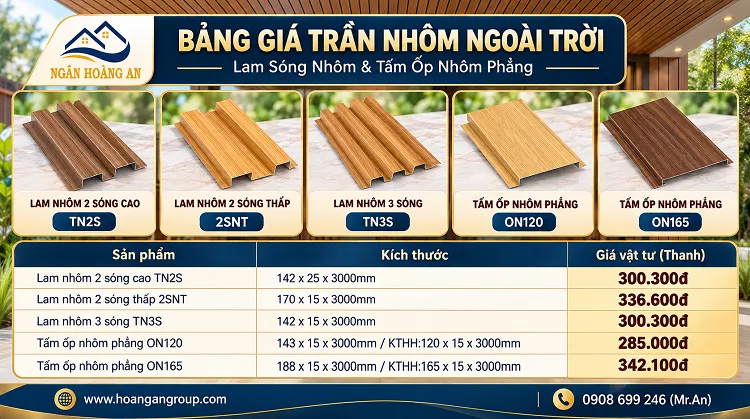 Bảng Chi Phí Vật Tư Trần Nhôm Bán Ngoài Trời Cho Sảnh Quận 10