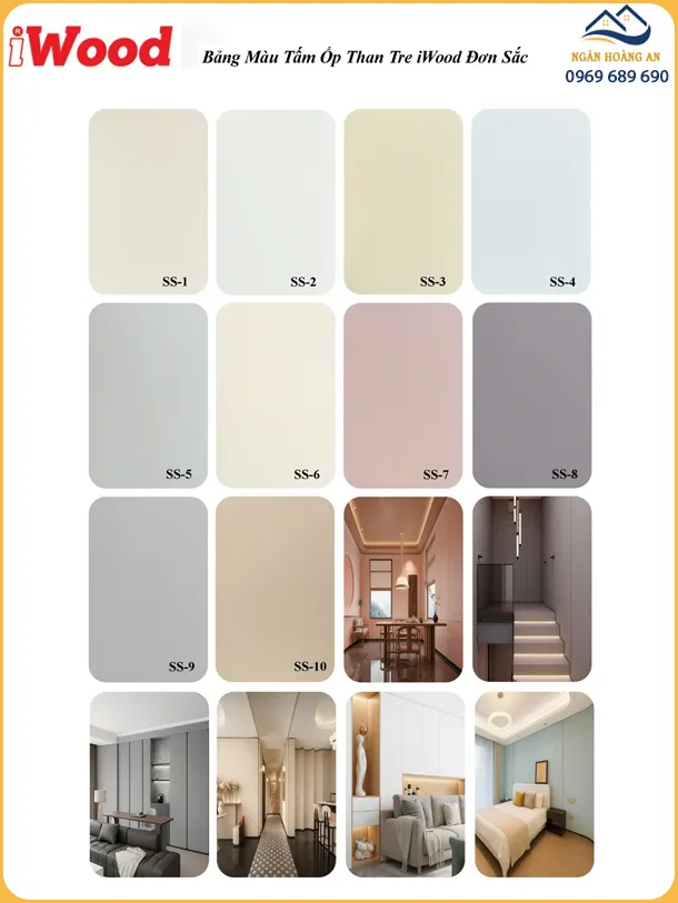 Bảng Màu Tấm Ốp Than Tre iWood Vân Đơn Sắc Bảng Màu Tấm Ốp Than Tre iWood Vân Đơn Sắc