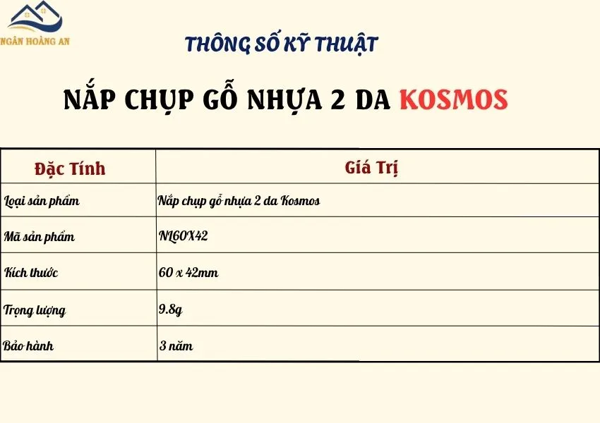 Bảng Thông Số Kỹ Thuật Của Nắp Chụp Đầu Thanh Lam 2 Da Kosmos