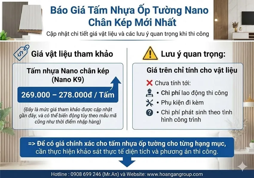 Báo Giá Tấm Nhựa Ốp Tường Nano Chân Kép Mới Nhất