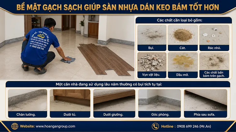 Bề Mặt Gạch Sạch Giúp Sàn Nhựa Dán Keo Bám Tốt Hơn Bề Mặt Gạch Sạch Giúp Sàn Nhựa Dán Keo Bám Tốt Hơn